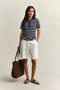 EVENING BLUE, SLIM STRIPED SS PIQUE POLO BY GANT AU.