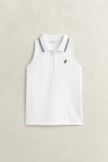 WHITE, REG SLEEVELESS PIQUE POLO, FLAT-LAY BY GANT AU.