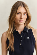 EVENING BLUE, REG SLEEVELESS PIQUE POLO, CLOSE-UP BY GANT AU.