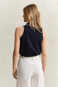 EVENING BLUE, REG SLEEVELESS PIQUE POLO, BACK-VIEW BY GANT AU.