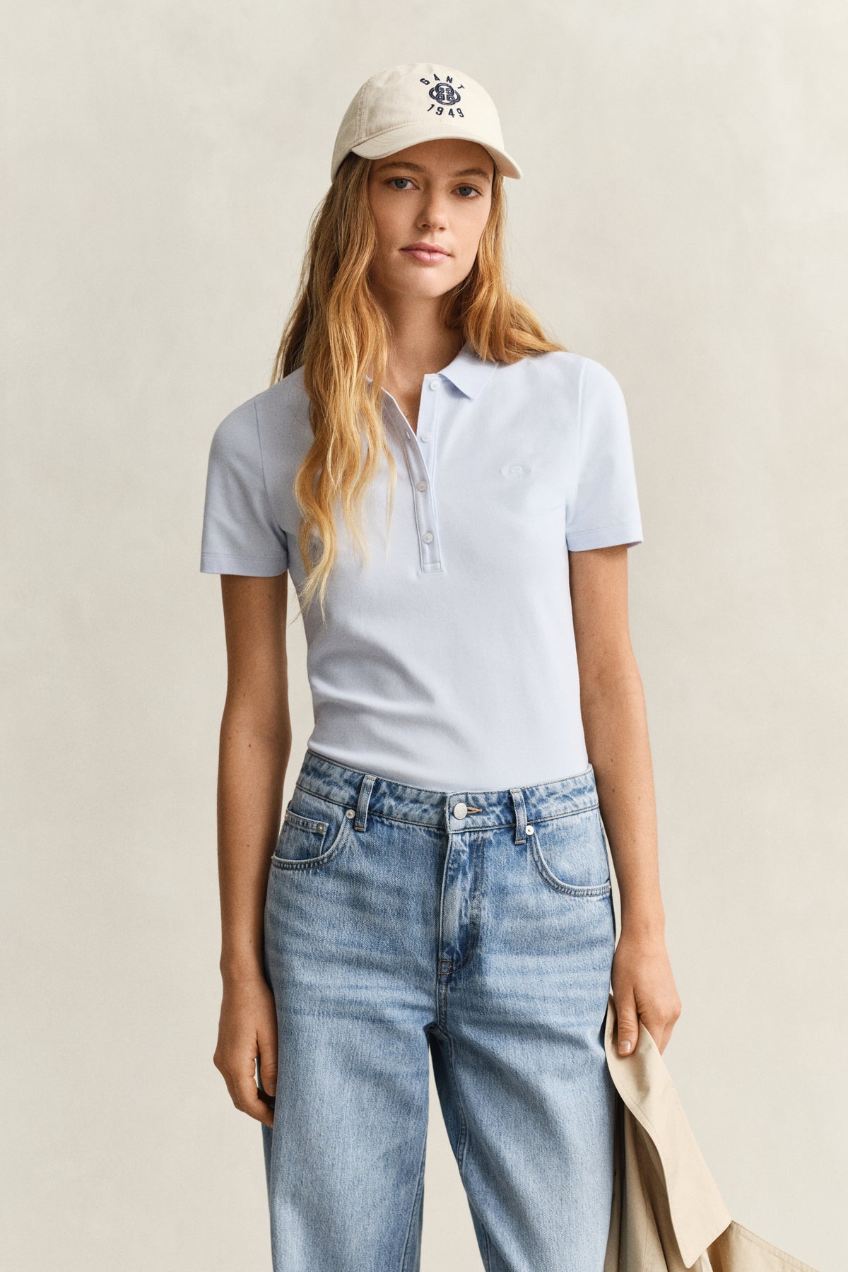 LIGHT BLUE, Slim Polo Shirt, FRONT-VIEW BY GANT AU.