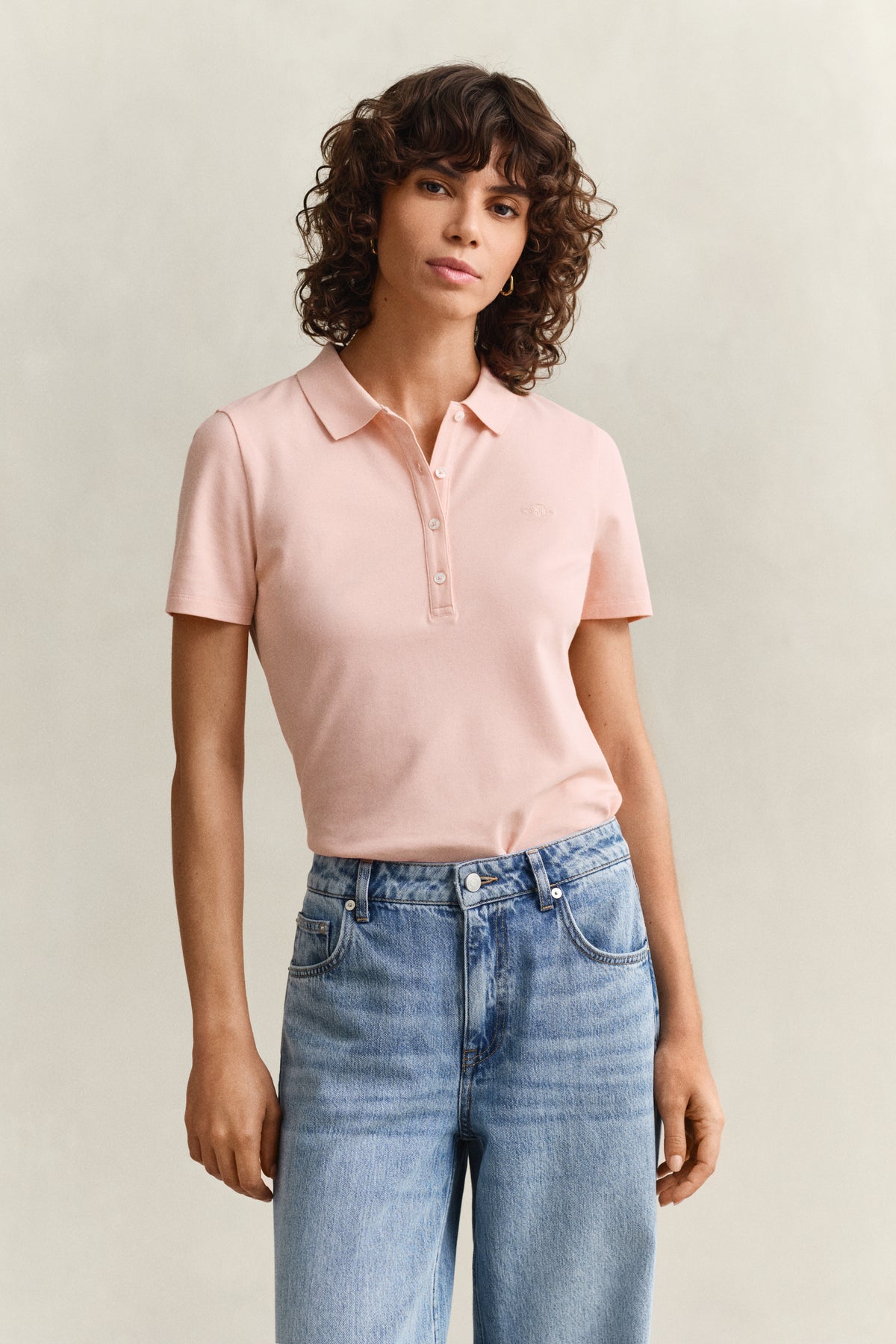 APRICOT PINK, Slim Polo Shirt, FRONT-VIEW BY GANT AU.