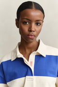 MODEL WEARING STRIPED COTTON HEAVY RUGGER