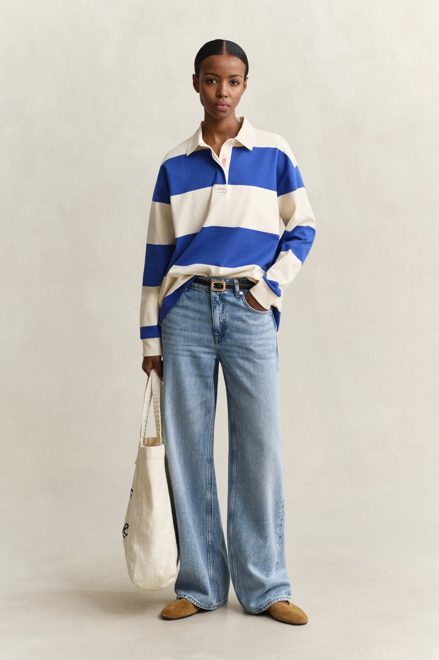 ROYAL BLUE, STRIPED COTTON HEAVY RUGGER BY GANT AU.