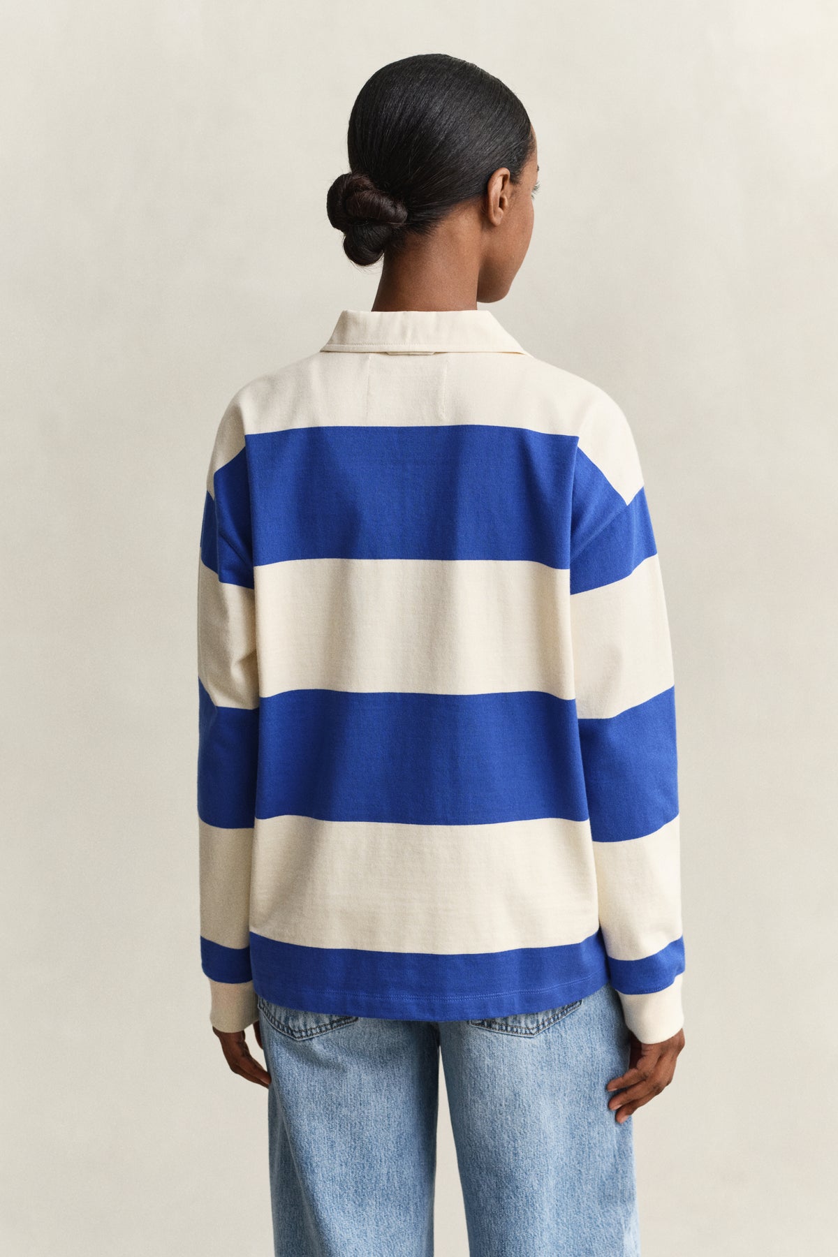 ROYAL BLUE, STRIPED COTTON HEAVY RUGGER, BACK-VIEW BY GANT AU.