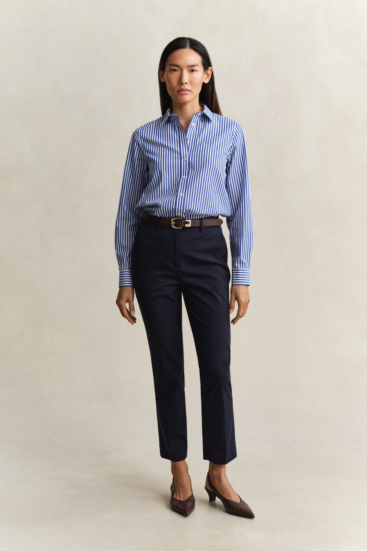 ROYAL BLUE, REG CLASSIC POPLIN STRIPED SHIRT BY GANT AU.
