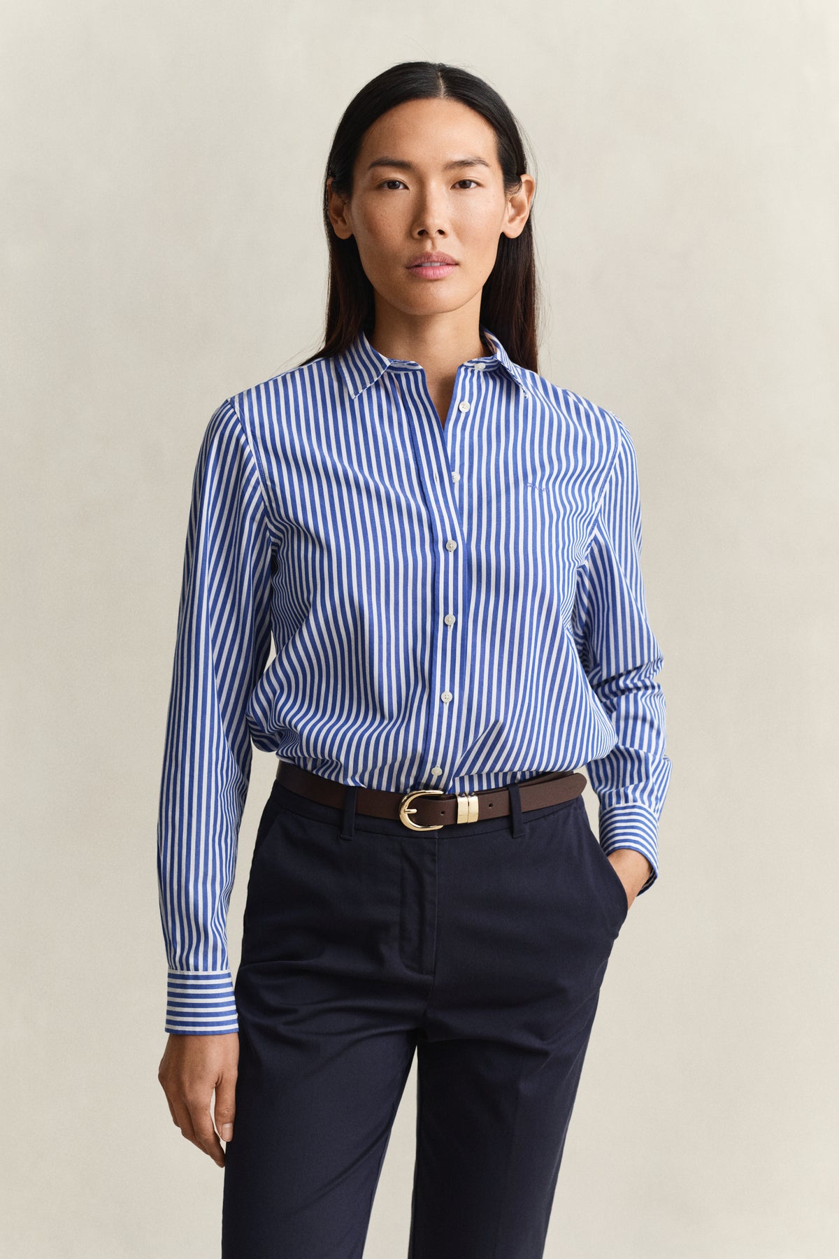 ROYAL BLUE, Classic Regular Poplin Shirt, FRONT-VIEW BY GANT AU.