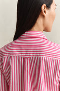 MODEL WEARING REG CLASSIC POPLIN STRIPED SHIRT