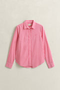 BRIGHT FUSCHIA, REG CLASSIC POPLIN STRIPED SHIRT, FLAT-LAY BY GANT AU.