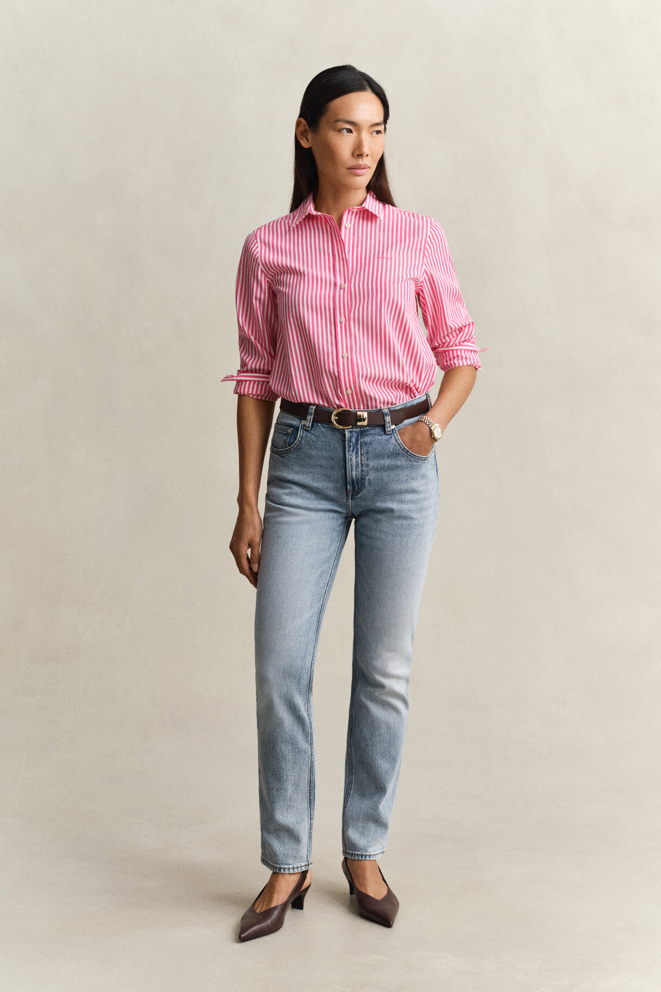 Regular Fit Classic Striped Poplin Shirt
