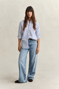 ROYAL BLUE, REL CLASSIC POPLIN STRIPED SHIRT BY GANT AU.
