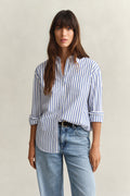ROYAL BLUE, REL CLASSIC POPLIN STRIPED SHIRT, FRONT-VIEW BY GANT AU.