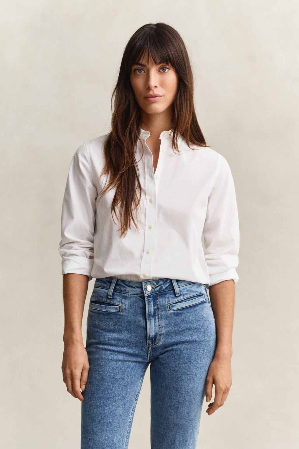 WHITE, REG CLASSIC POPLIN SHIRT, FRONT-VIEW BY GANT AU.