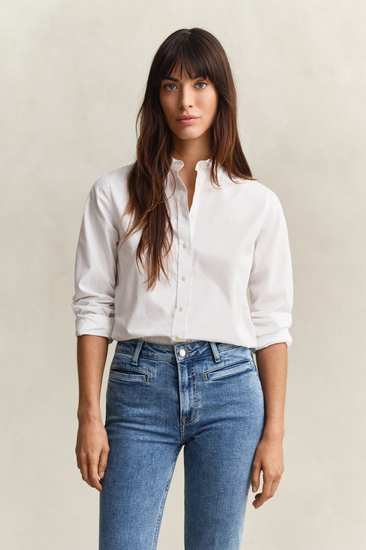 WHITE, REG CLASSIC POPLIN SHIRT, FRONT-VIEW BY GANT AU.