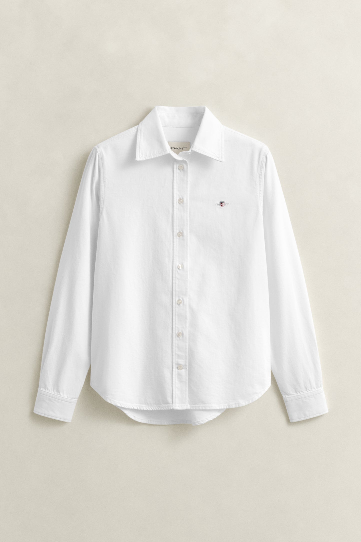 WHITE, REG DENIM SHIRT, FLAT-LAY BY GANT AU.