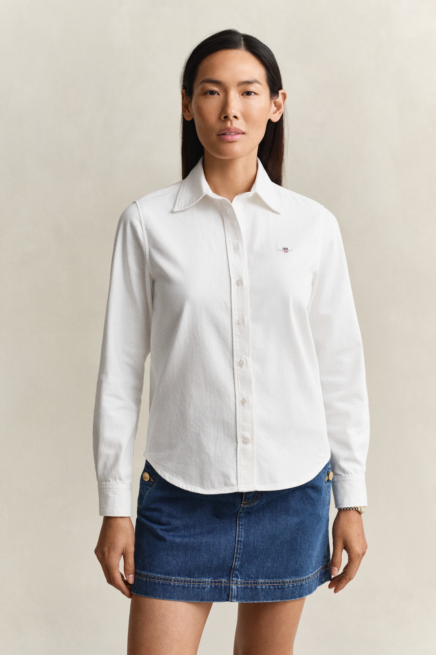 MODEL WEARING REG DENIM SHIRT