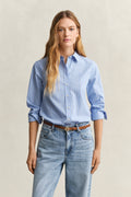 HYDRANGEA BLUE, REG CLASSIC POPLIN STRIPE SHIRT, FRONT-VIEW BY GANT AU.