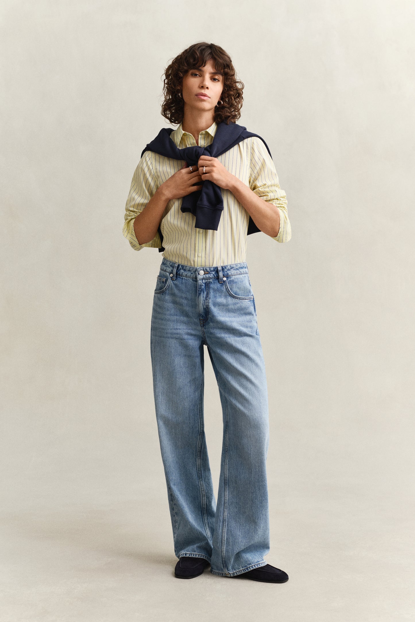 VANILLA YELLOW, REG CLASSIC POPLIN STRIPE SHIRT BY GANT AU.