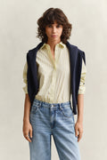 VANILLA YELLOW, REG CLASSIC POPLIN STRIPE SHIRT, FRONT-VIEW BY GANT AU.