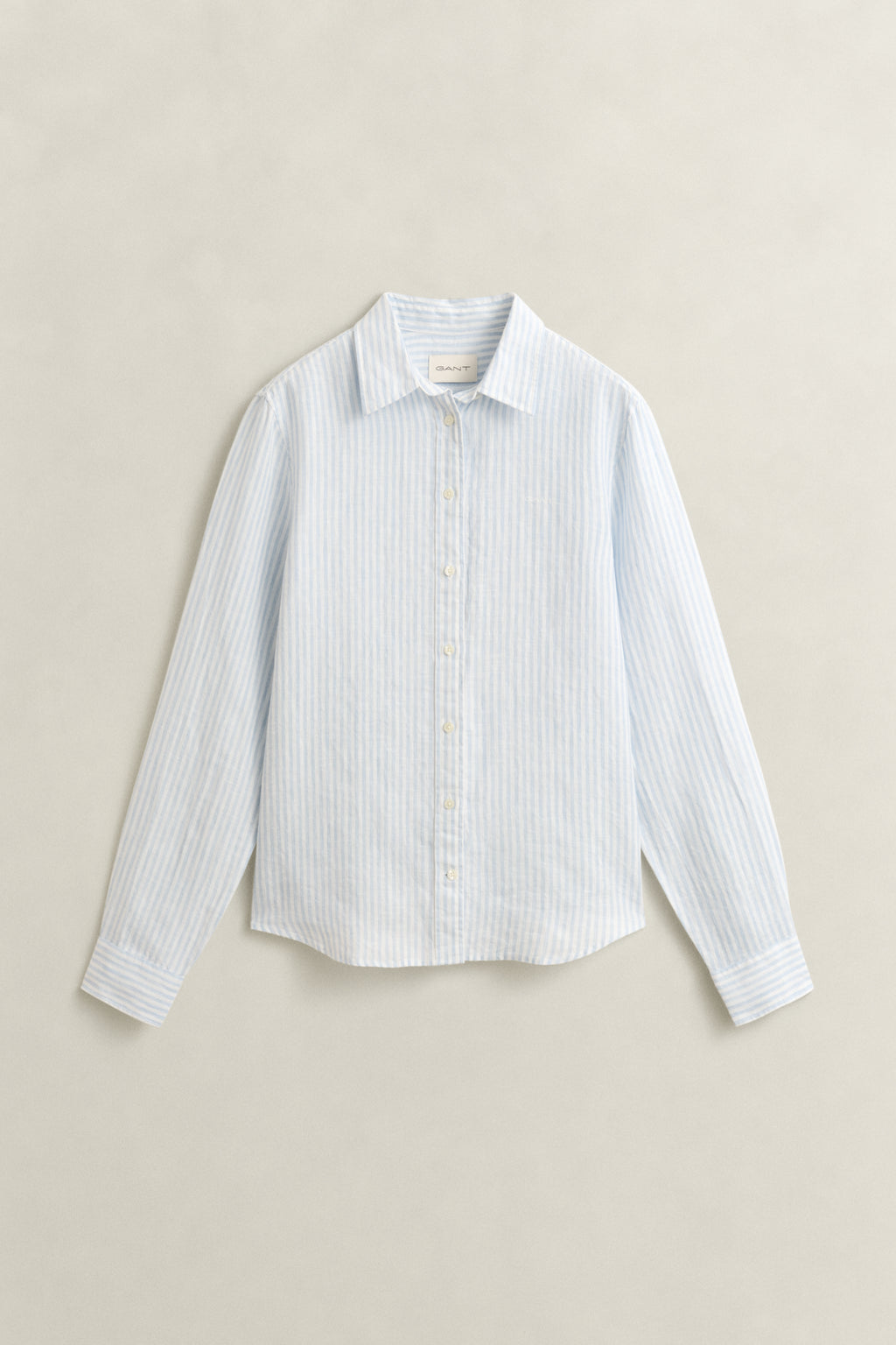 LIGHT BLUE, REG STRIPED LINEN LS SHIRT, FLAT-LAY BY GANT AU.