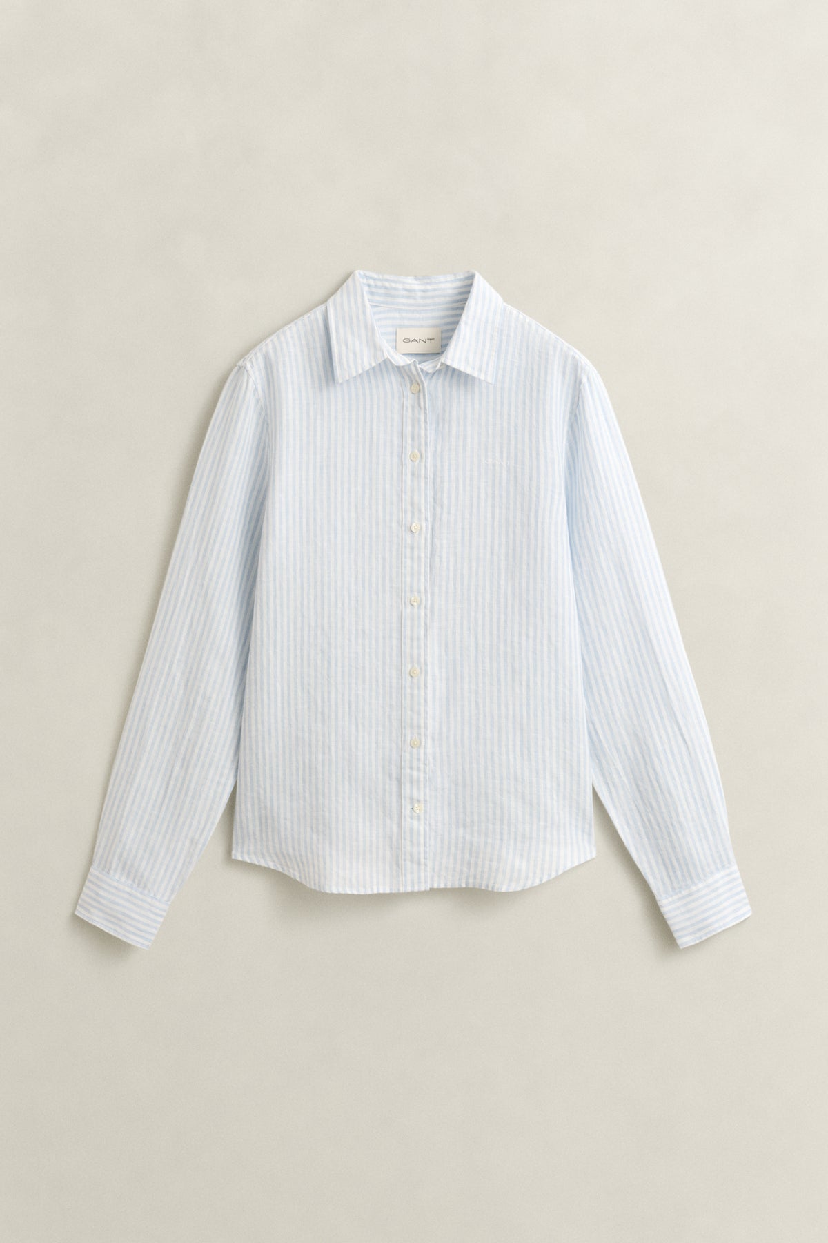 LIGHT BLUE, REG STRIPED LINEN LS SHIRT, FLAT-LAY BY GANT AU.