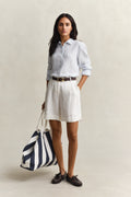 LIGHT BLUE, REG STRIPED LINEN LS SHIRT BY GANT AU.