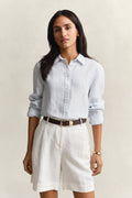 LIGHT BLUE, REG STRIPED LINEN LS SHIRT, FRONT-VIEW BY GANT AU.