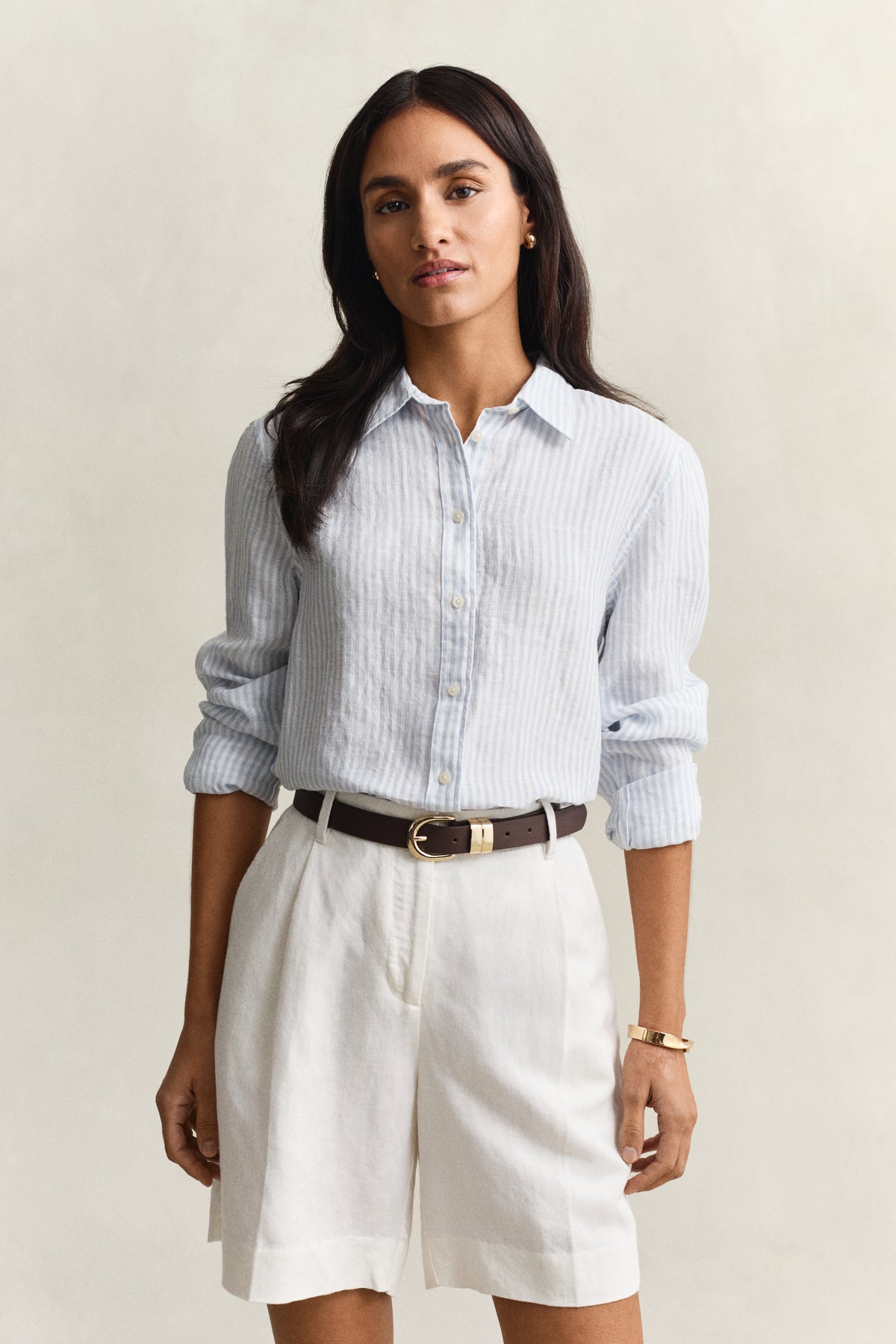 LIGHT BLUE, REG STRIPED LINEN LS SHIRT, FRONT-VIEW BY GANT AU.