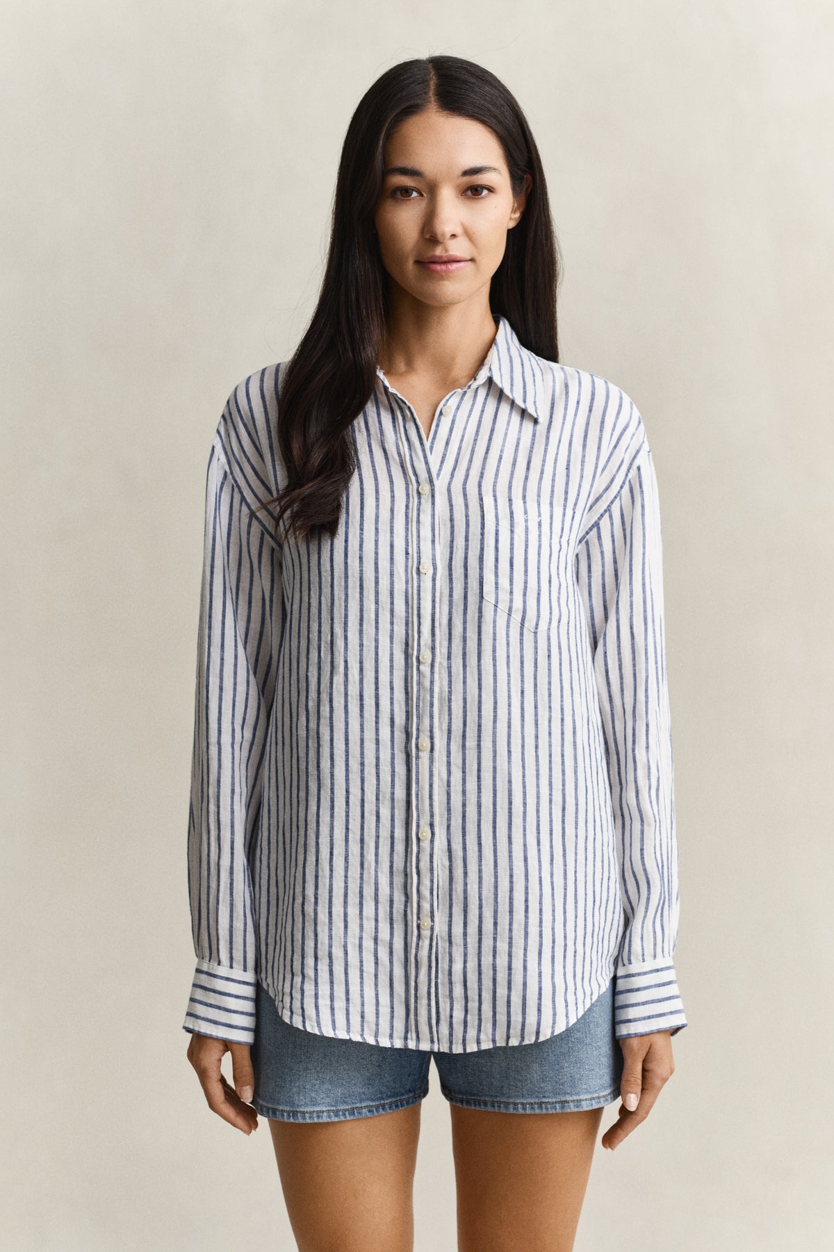 Relaxed Fit Striped Linen Shirt
