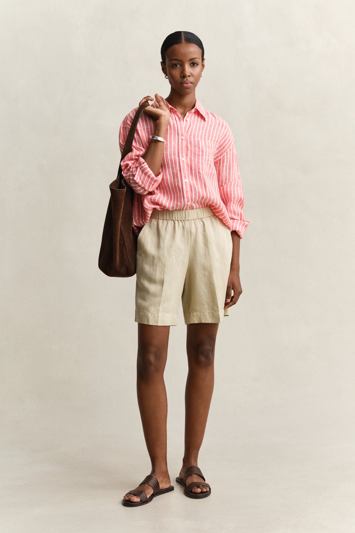 PERFECT RED, REL STRIPED LINEN LS SHIRT BY GANT AU.
