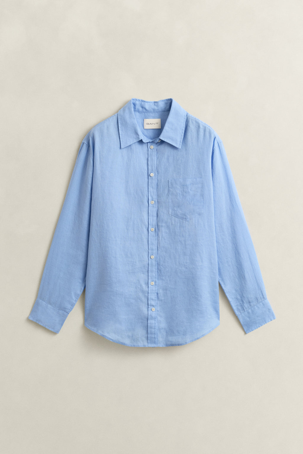 HYDRANGEA BLUE, REL LINEN LS SHIRT, FLAT-LAY BY GANT AU.
