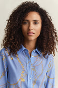 HYDRANGEA BLUE, REG PRINTED CTN SILK LS SHIRT, CLOSE-UP BY GANT AU.