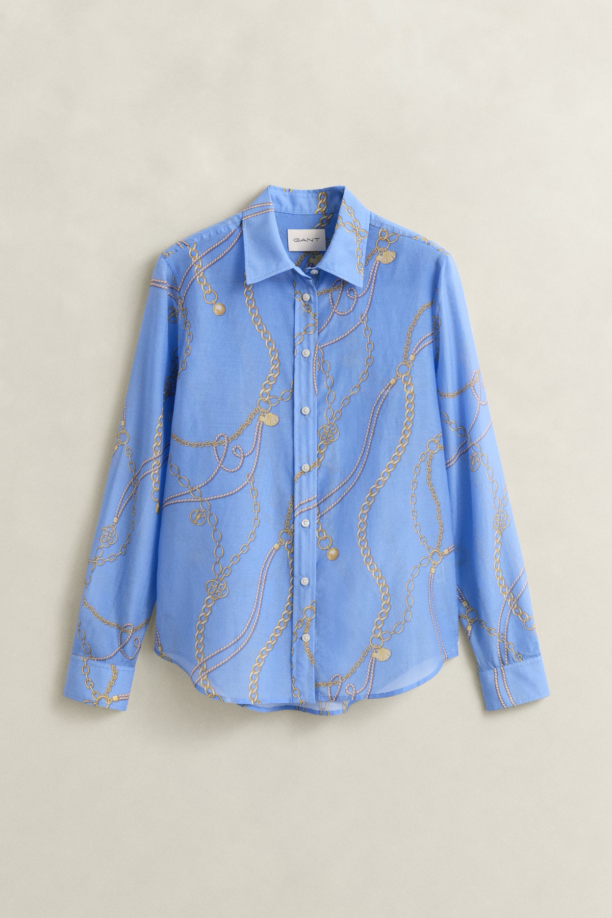 HYDRANGEA BLUE, REG PRINTED CTN SILK LS SHIRT, FLAT-LAY BY GANT AU.