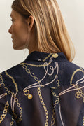 MODEL WEARING REG PRINTED CTN SILK LS SHIRT