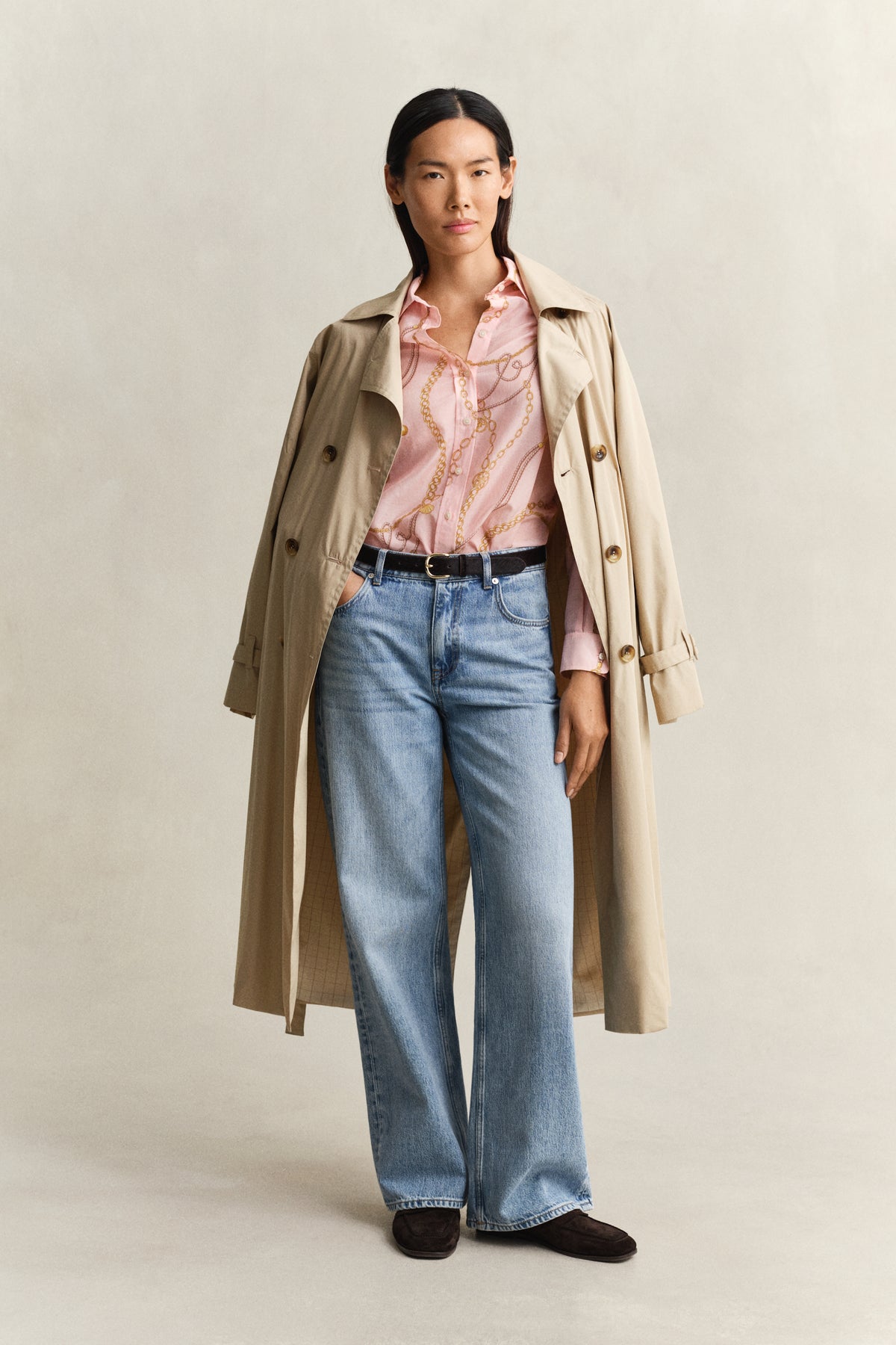 APRICOT PINK, REG PRINTED CTN SILK LS SHIRT BY GANT AU.