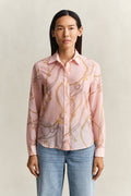 MODEL WEARING REG PRINTED CTN SILK LS SHIRT