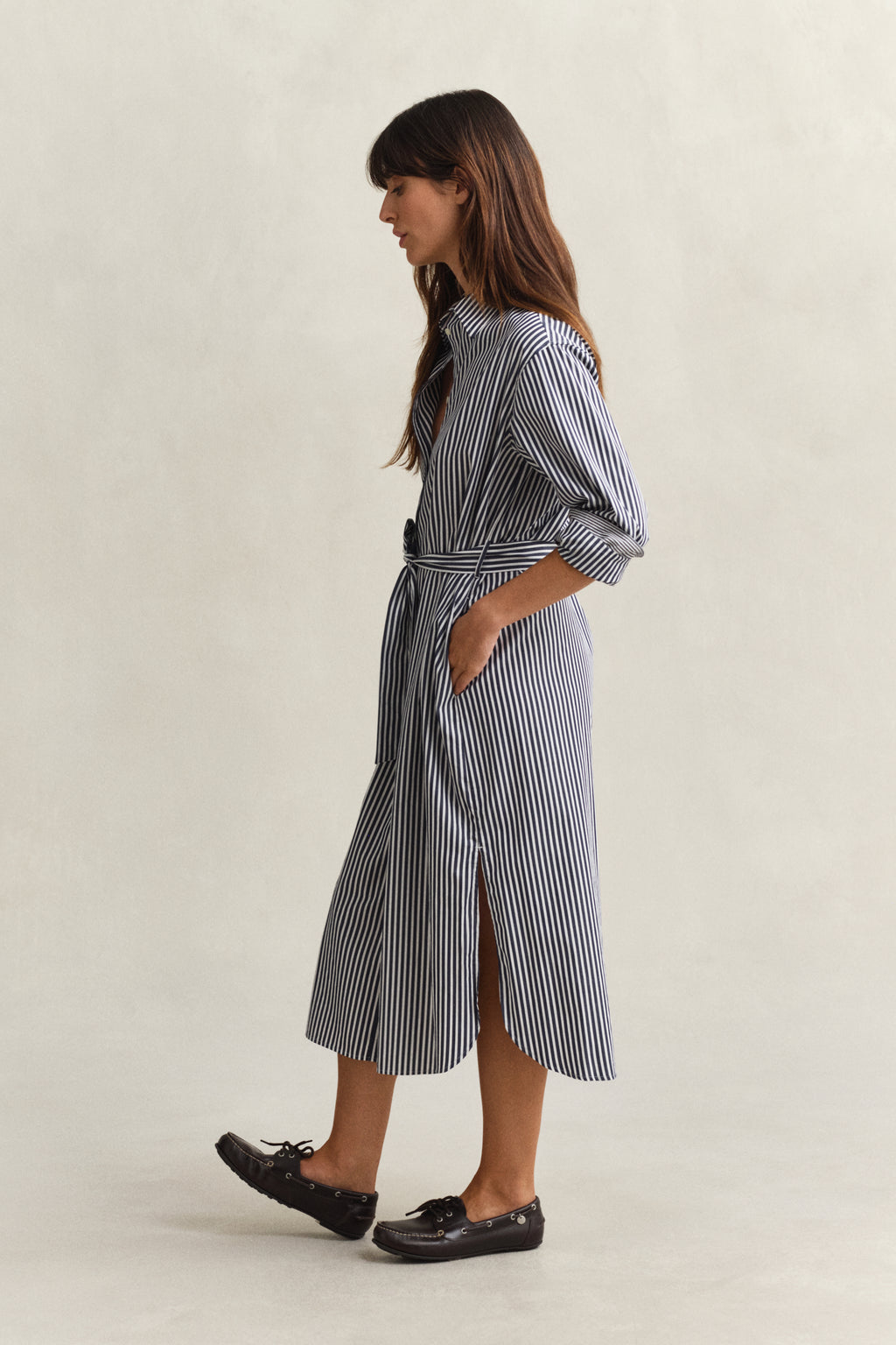 Striped Poplin Shirt Dress