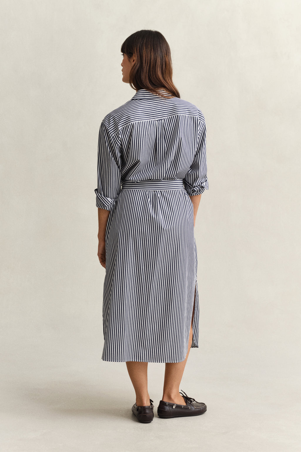 CLASSIC BLUE, CLASSIC POPLIN STRIPE SHIRT DRESS, BACK-VIEW BY GANT AU.