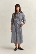 CLASSIC BLUE, CLASSIC POPLIN STRIPE SHIRT DRESS, FRONT-VIEW BY GANT AU.