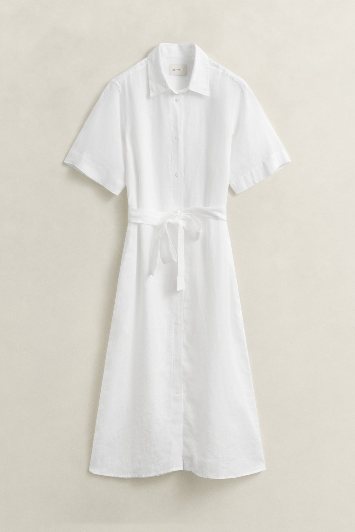 WHITE, LINEN SS SHIRT DRESS, FLAT-LAY BY GANT AU.