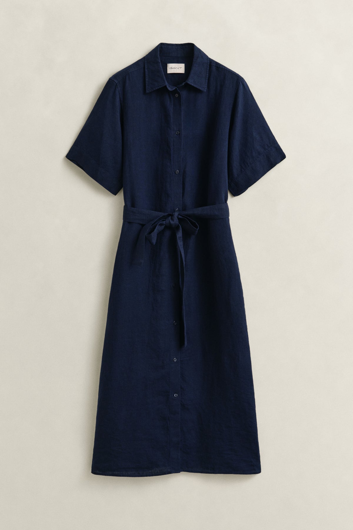 EVENING BLUE, LINEN SS SHIRT DRESS, FLAT-LAY BY GANT AU.
