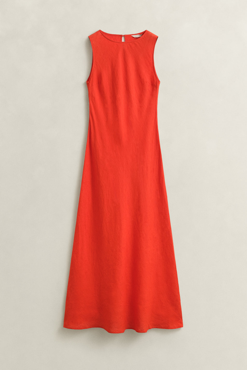 PERFECT RED, LINEN BIAS CUT MIDI DRESS, FRONT-VIEW BY GANT AU.