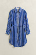 ROYAL BLUE, CLASSIC POPLIN STRIPE DRESS, FLAT-LAY BY GANT AU.