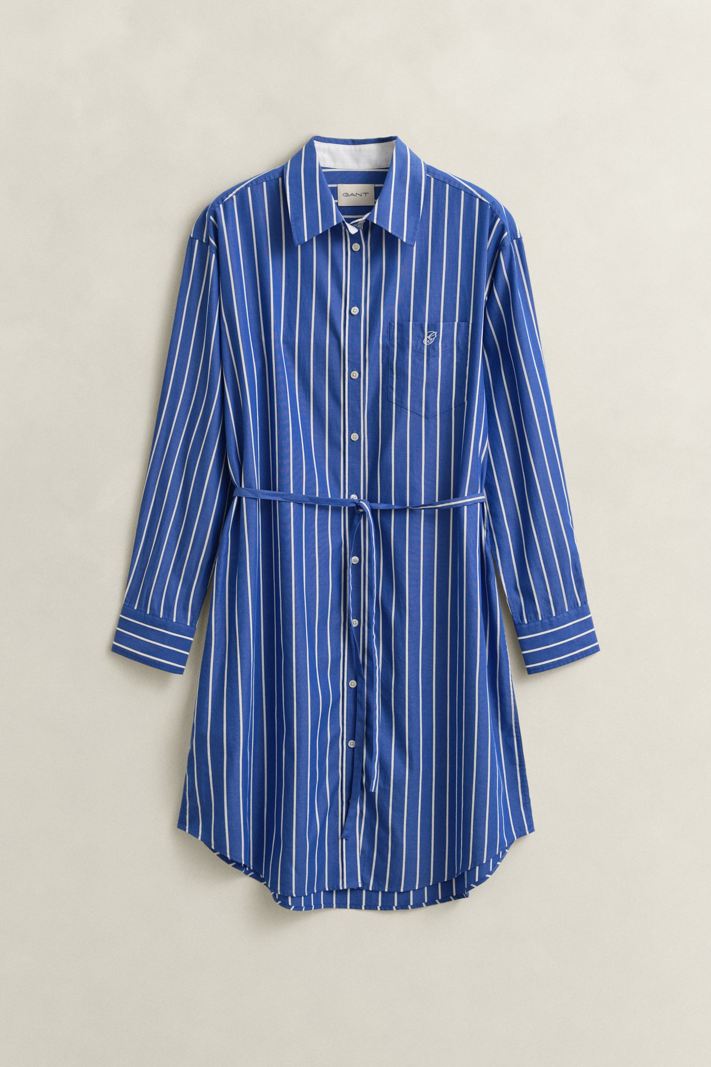 ROYAL BLUE, CLASSIC POPLIN STRIPE DRESS, FLAT-LAY BY GANT AU.