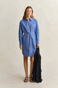 ROYAL BLUE, CLASSIC POPLIN STRIPE DRESS BY GANT AU.