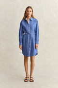 ROYAL BLUE, CLASSIC POPLIN STRIPE DRESS, FRONT-VIEW BY GANT AU.