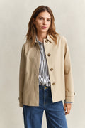 OAT BEIGE, Short Car Coat, FRONT-VIEW BY GANT AU.