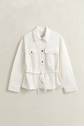EGGSHELL, DENIM JACKET WITH TIE DETAIL, FLAT-LAY BY GANT AU.