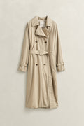 OAT BEIGE, LIGHTWEIGHT TRENCH COAT, FLAT-LAY BY GANT AU.