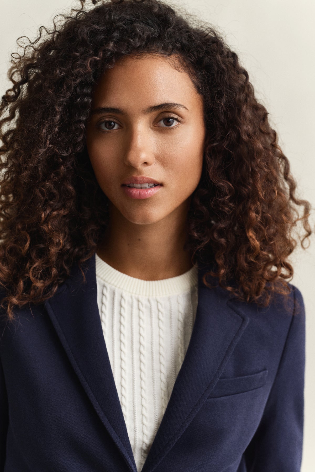 MODEL WEARING SLIM PIQUE BLAZER